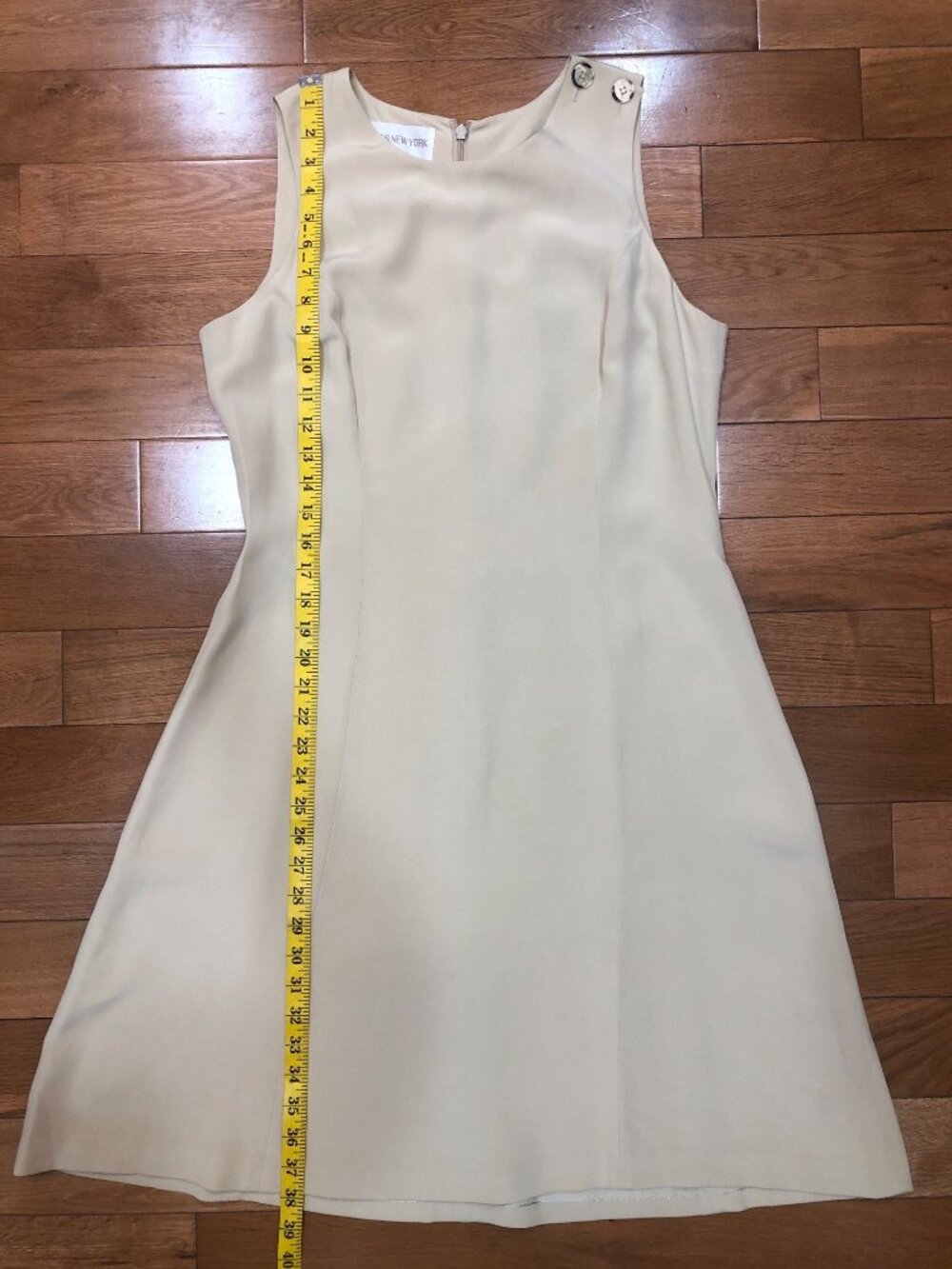 Jones New York Silk Beige Sleeveless A-Line Dress Size 10 Polished Professional - Picture 5 of 8